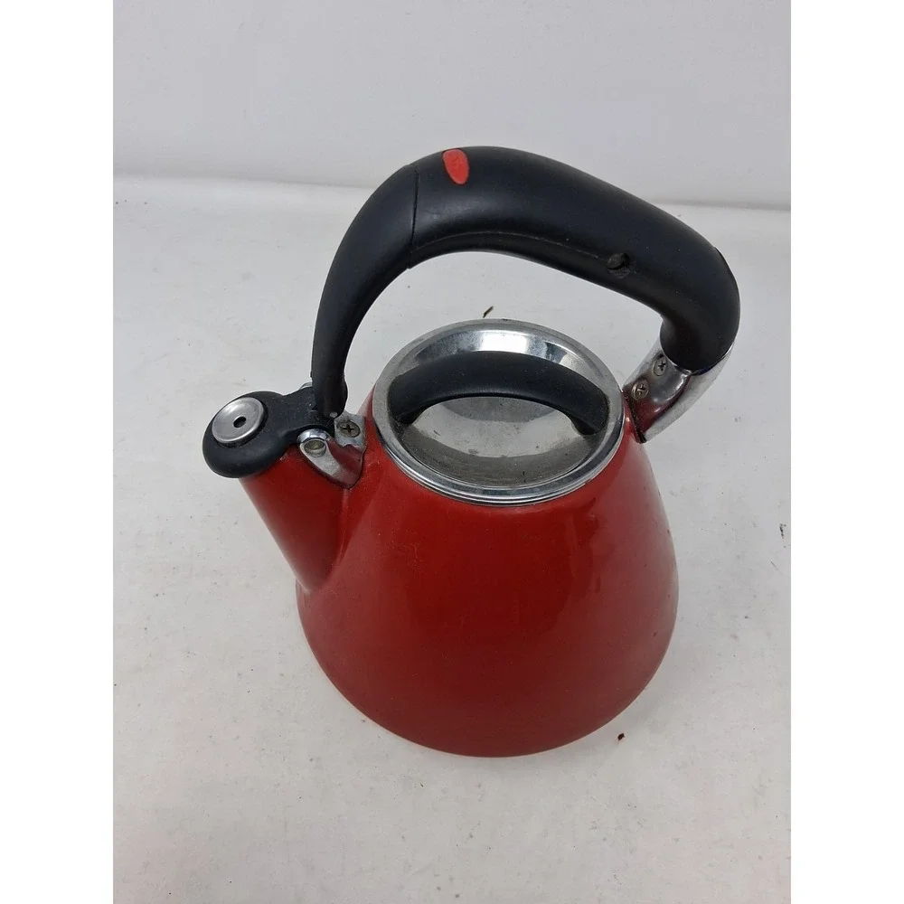 OXO Downpour Whistling Kettle 1.8 Qt Red Enamel Stainless Steel. O